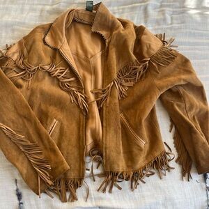 Stunning soft suede vintage Ralph Lauren cropped Western style fringed jacket